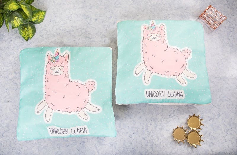 Unicorn Llama Print Cushion Cover (Set of 2) Cushion Cover June Trading