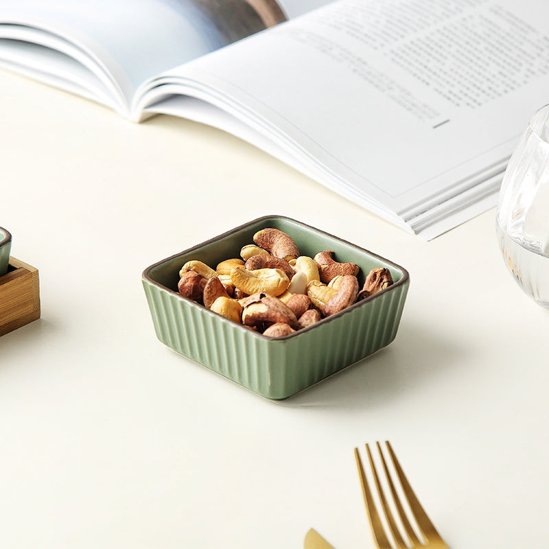 Seraphina Crinkle Square Bowl Serving Bowls The June Shop Fern Green