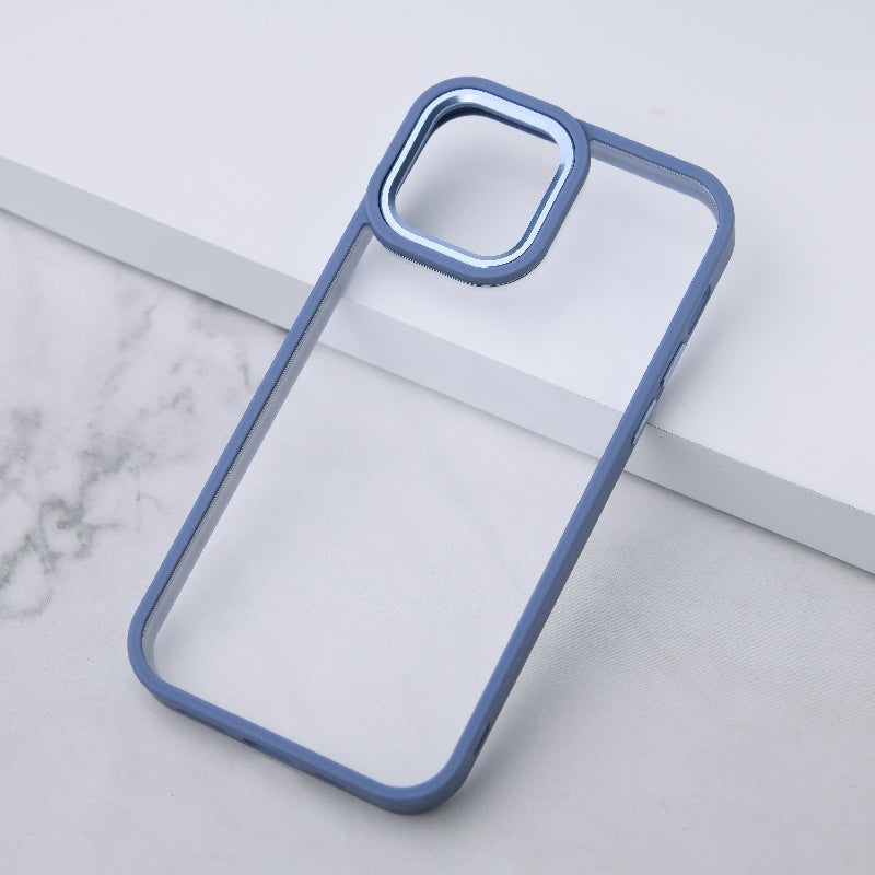Apple iPhone 12 Pro Acrylic Edge Metallic Transparent Case iPhone 12 Pro June Trading Electric Blue