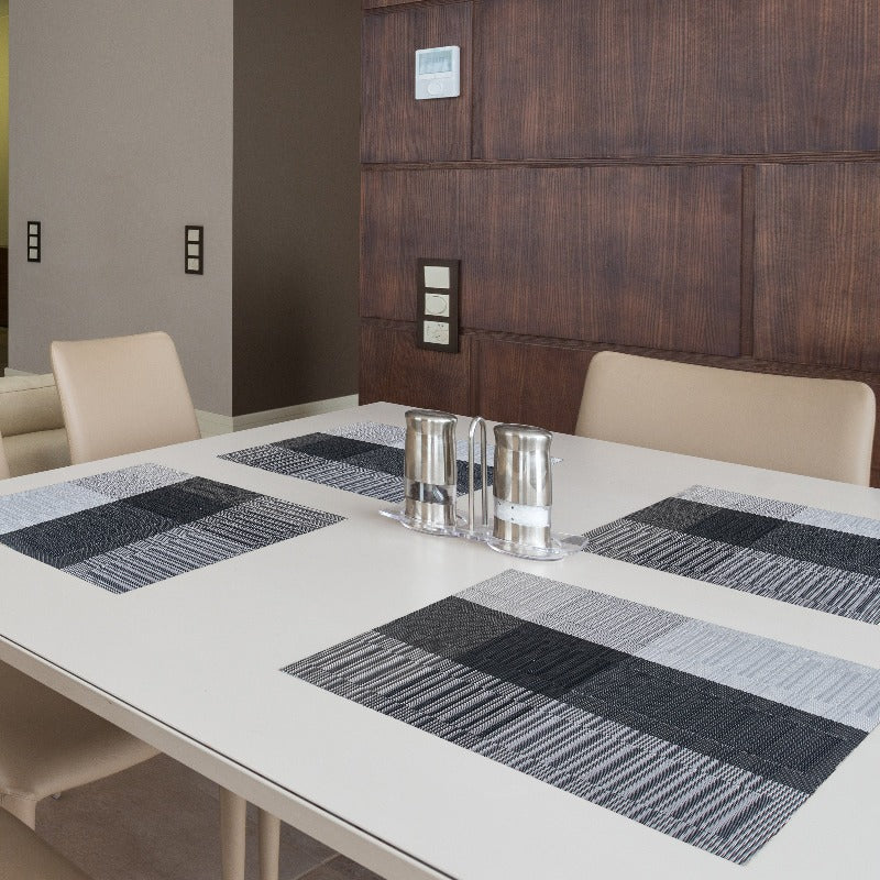 Elira Black Table Mats Set | 6 Pcs Tablemat The June Shop