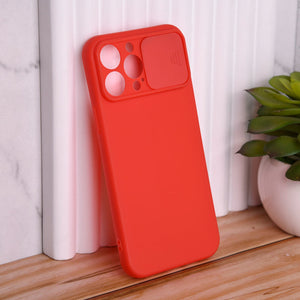 Solid Colour Silicon Case With Camera Slider For Apple iPhone 12 Pro Max iPhone 12 Pro Max June Trading Rouge Red