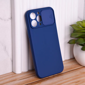 Solid Colour Silicon Case With Camera Slider For Apple iPhone 13 Pro Max iPhone 13 Pro Max June Trading Midnight Blue