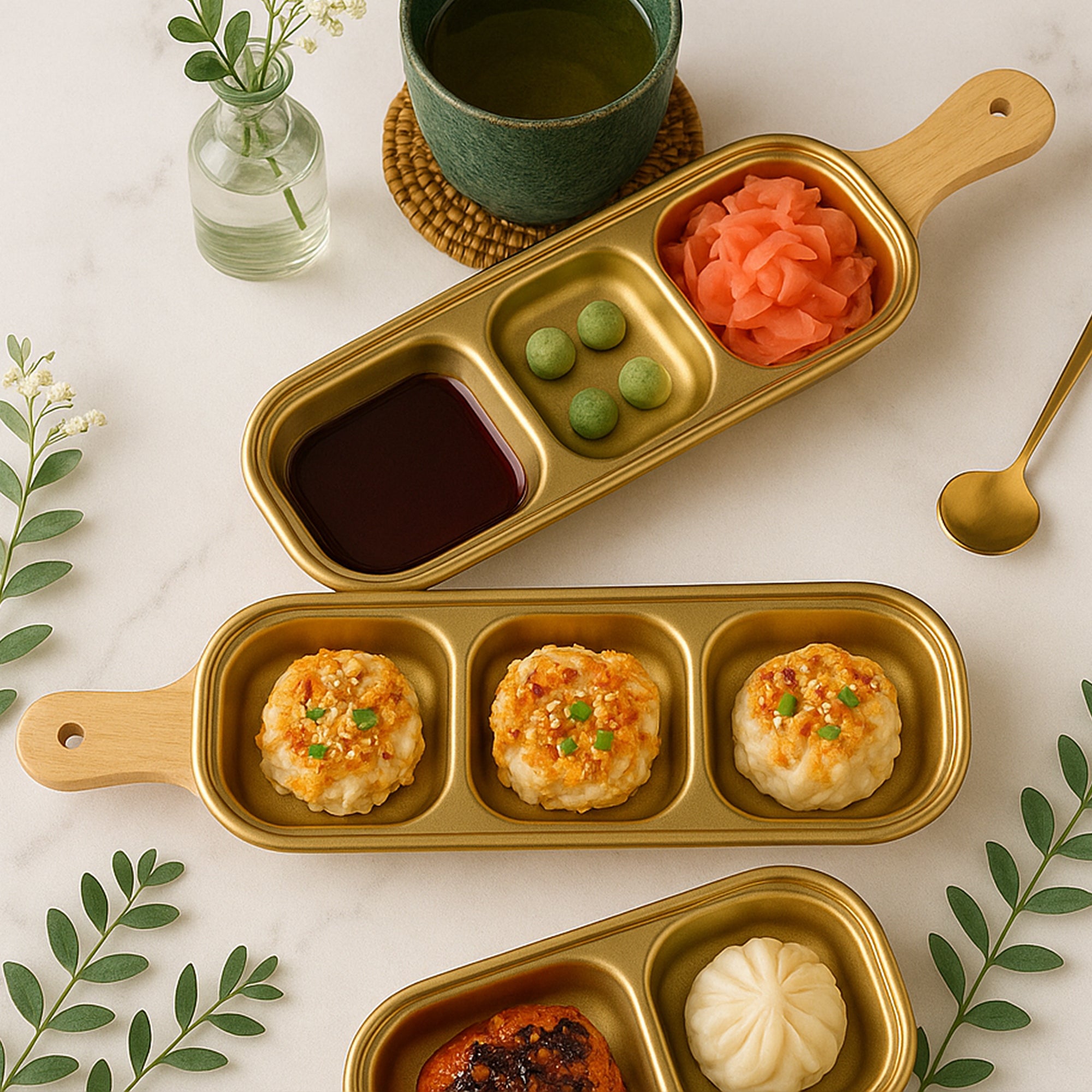 Gold Finish Sauce & Dip Platter