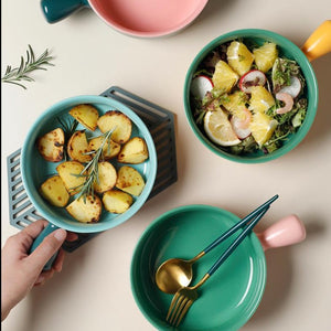Ceramic Bowl with Handle Serving Bowls June Trading