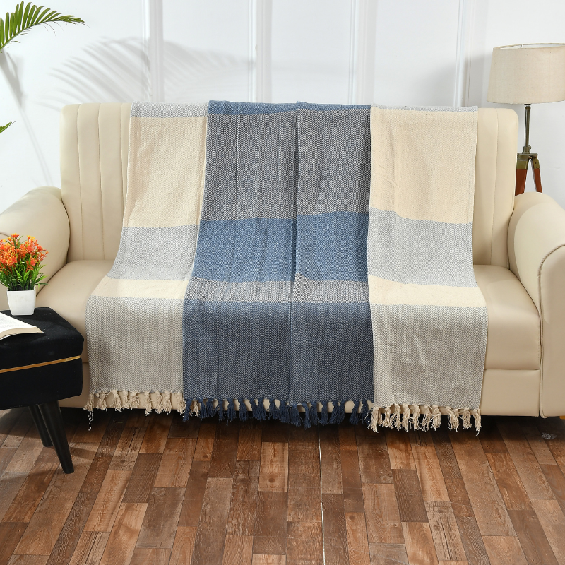 Blue And White Cotton Throw
