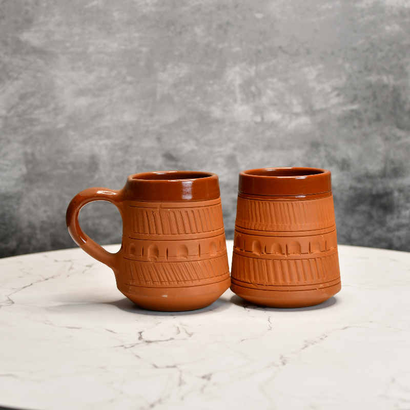 Terracotta Plain Cup – Straight Design (Set of 2)