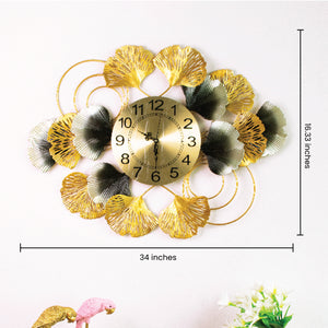 Golden Blissful Petal Wall Clock Wall Clocks June Trading