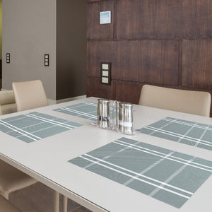 Pewter Grey Chequered Table Mats Set | 6 Pcs Tablemat The June Shop
