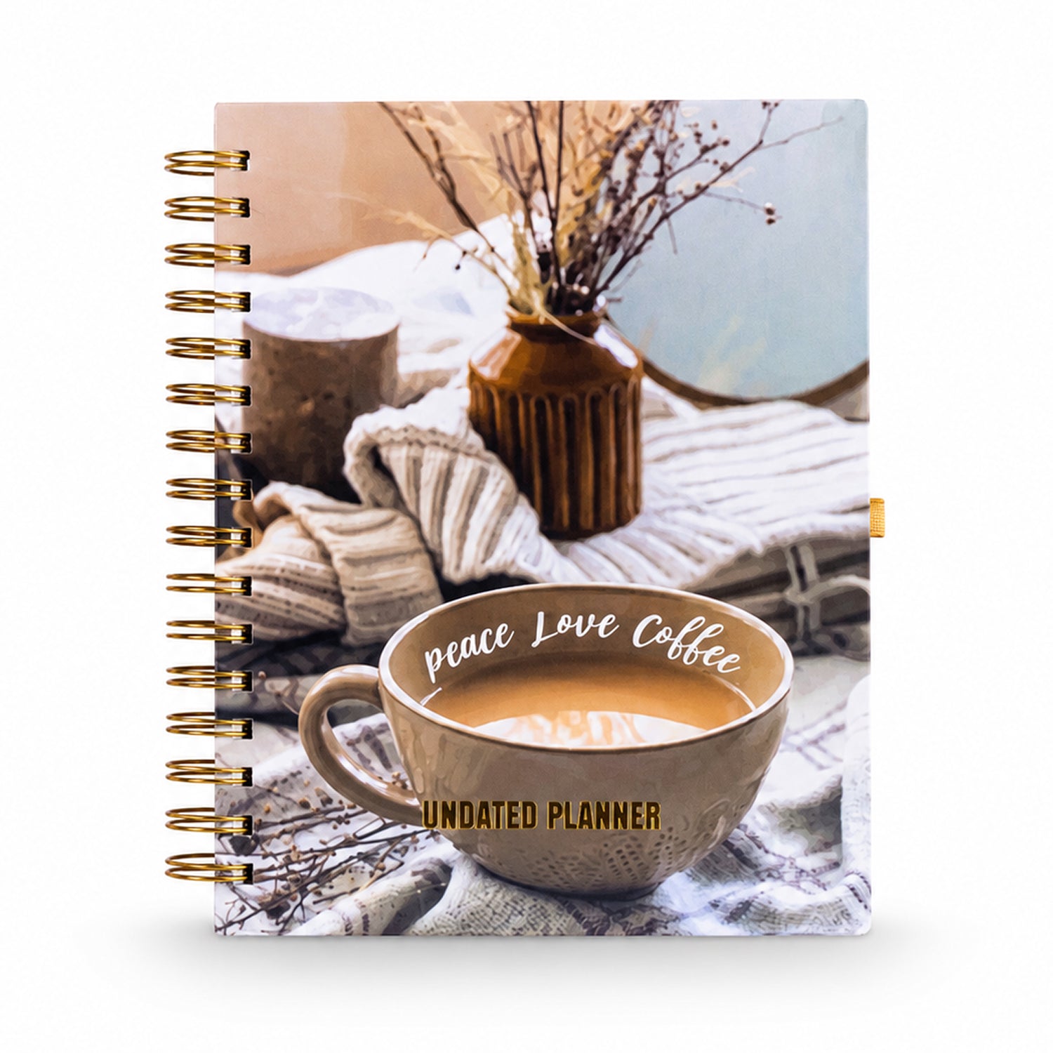 Undated Yearly Planner - Peace Love Coffee + Ultimate Sticker Book