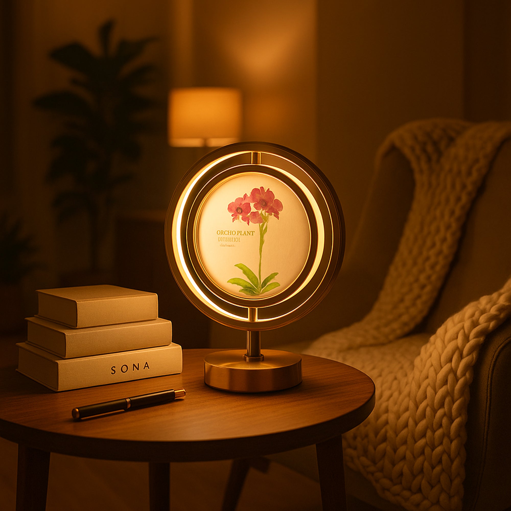Circular Photo Frame Touch Sensor Lamp