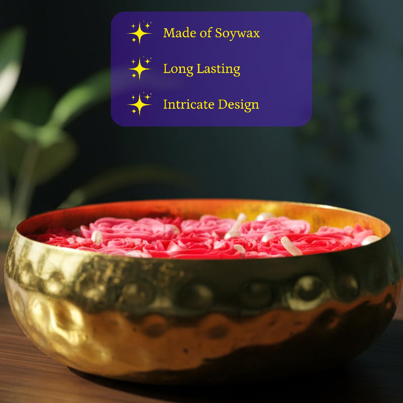 Large Soywax Candle In Metal Pot Small Red Roses