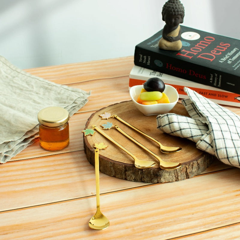 Maple Leaf Dessert Spoon Set of 4 Cutlery June Trading