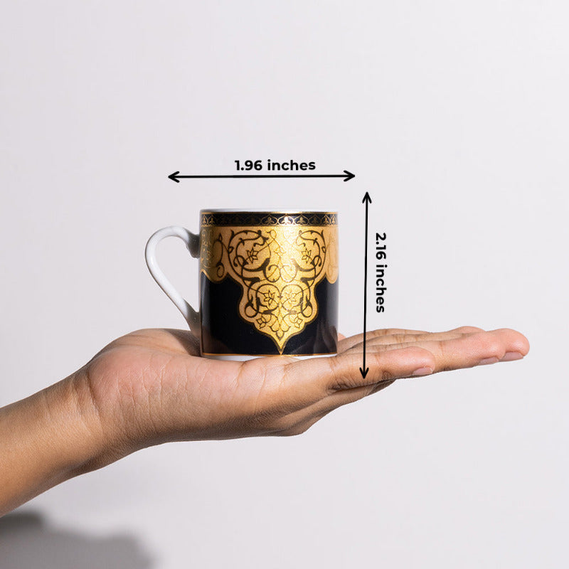 Traditional Ornate Tea Cup & Saucer Set (65 ml) Mini Tea Cups Set June Trading