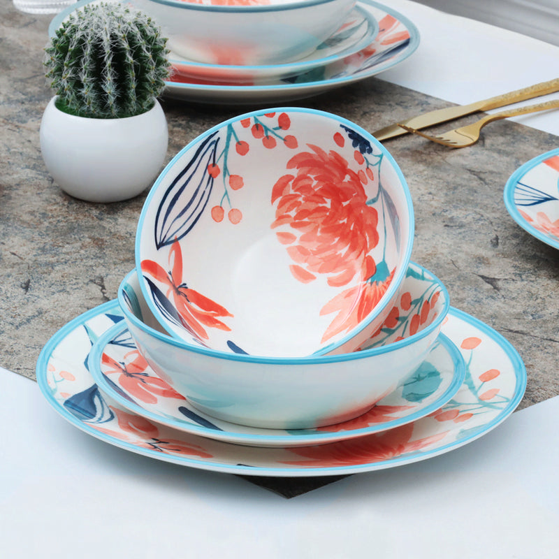 Flora Motif 24 Piece Luxury Dinner Set Dinner Sets June Trading