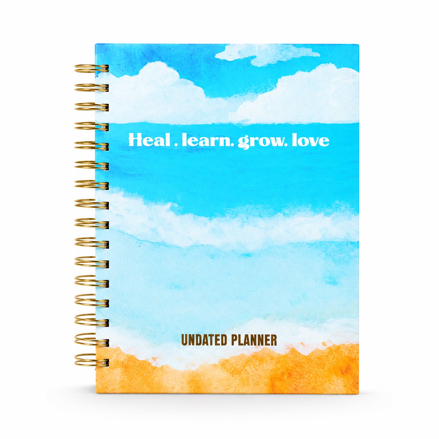 Undated Yearly Planner - Heal. Learn. Grow. Love. + Ultimate Sticker Book