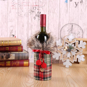 Christmas Fur Wine Bottle Cover - Set Of 2 Party Prop Coral Tree
