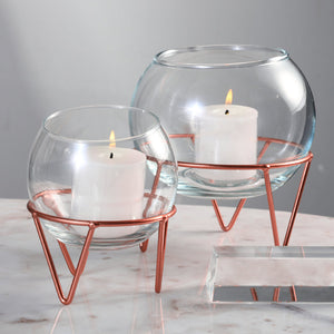 Dainty Glass Rose Gold Stand Planters The June Shop