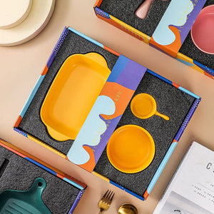 Meraz Sky Blue Serving Set (4 Pcs) Serving Platters The June Shop