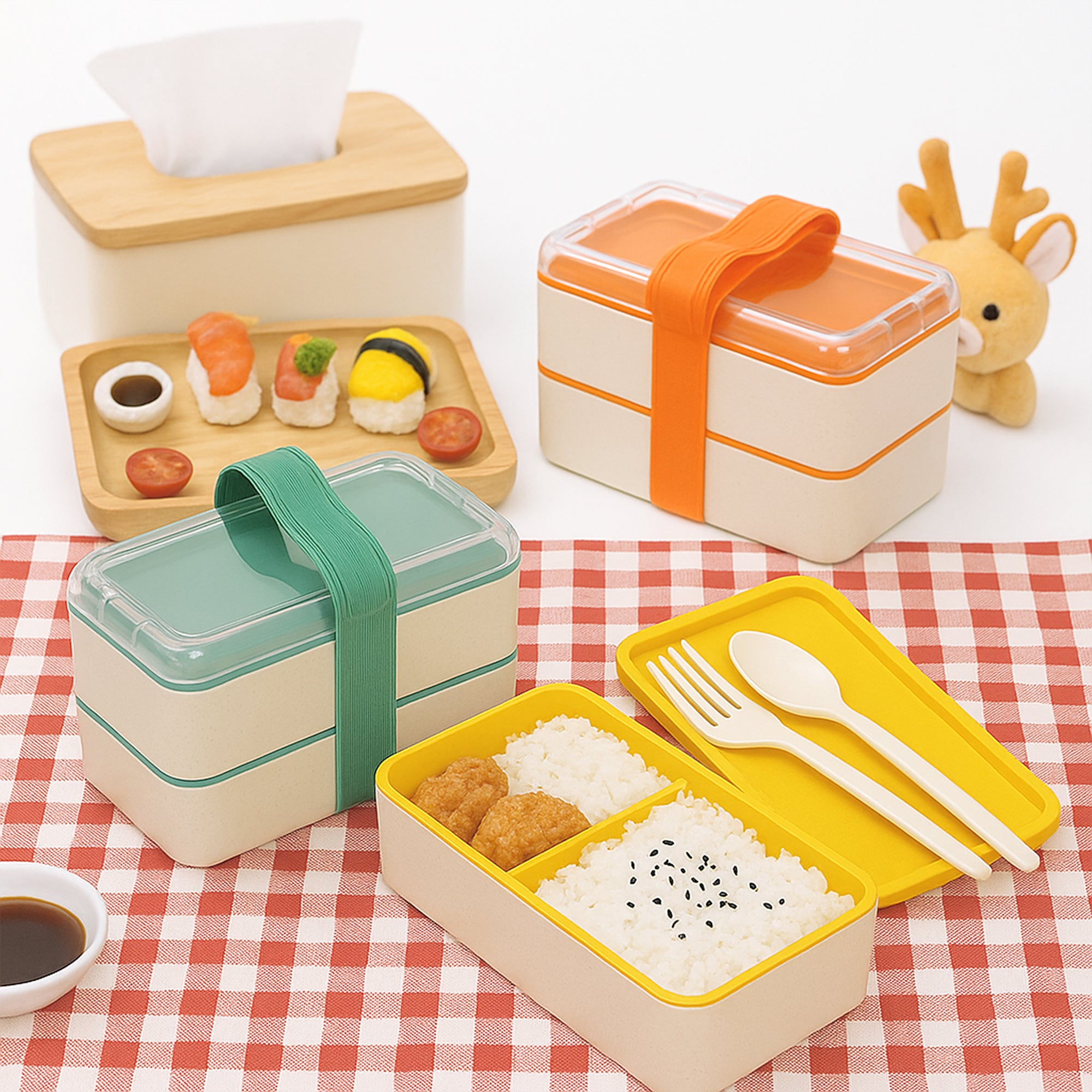 Pop Of Vibrancy 2-Compartment Lunch Box With Cutlery (Leak-Proof)