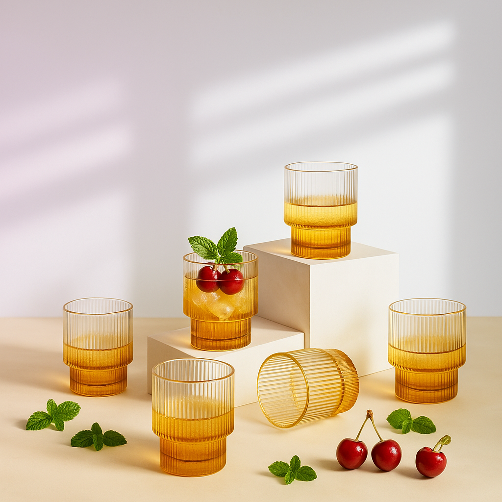 Sunset Ripple Crystal Glass (Set Of 2, 4 & 6)