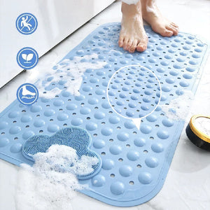 Cloud Grey Nonslip Foot Massager & Exfoliator Shower Mat Shower Mats June Trading