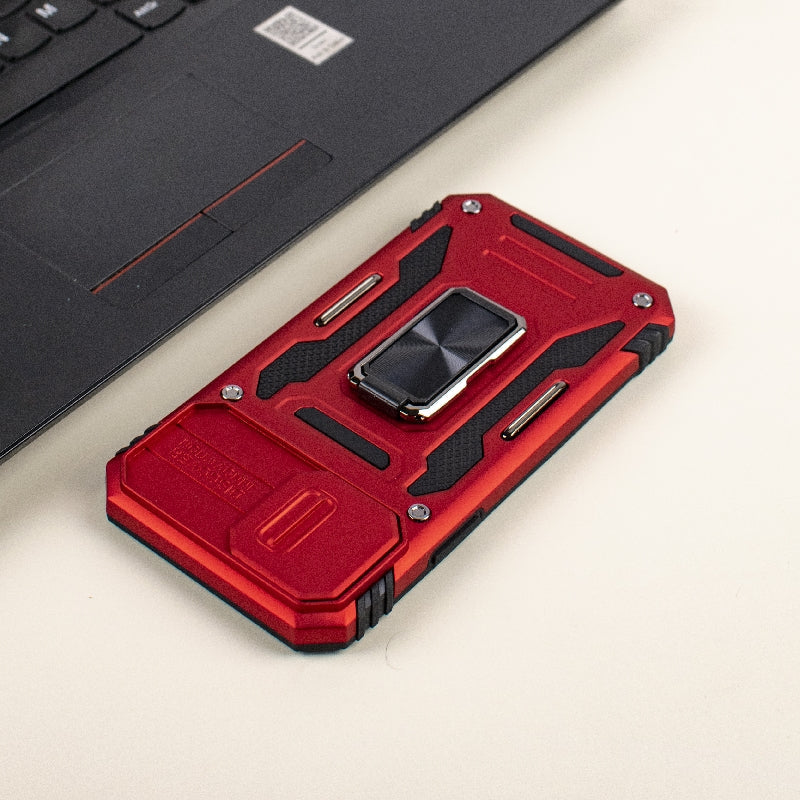 Hybrid Armour iPhone 14 Plus Cover | Camera Slider & Kickstand iPhone 14 Plus The June Shop Tangy Red