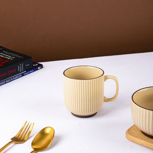 Seraphina Ribbed Coffee Mug Coffee Mugs The June Shop Tall White