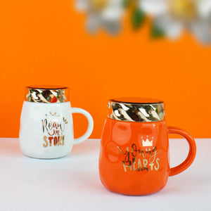 Trendy Ceramic Mug With Screw-On Lid Coffee Mugs June Trading