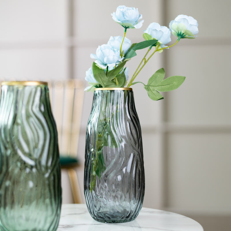 Empoli Whirl Pressed Vase Vases June Trading Pewter Grey