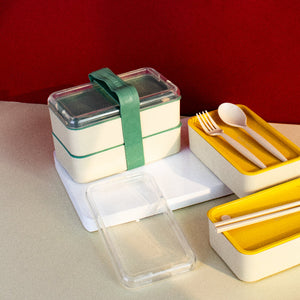 Pop Of Vibrancy 2-Compartment Lunch Box With Cutlery Lunch Boxes June Trading Pine Green