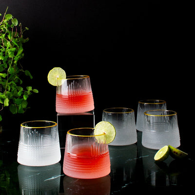 Moonshine Soiree Rotating Frosted Glass (Set of 6) Glasses June Trading   