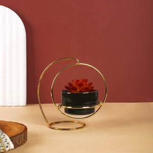 Ceramic Vase With A Swinging Gold Metal Stand Vases June Trading