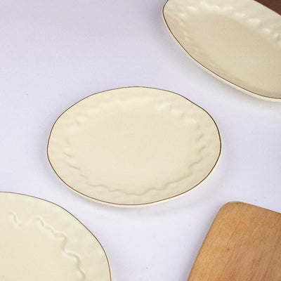 Merak Gold Rim Starter Plate | Soft White Starter Plates The June Shop   