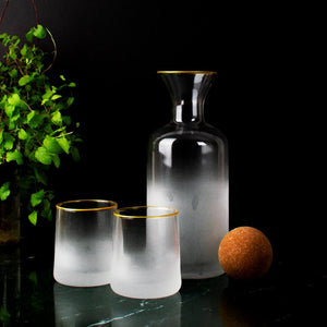 Luxe Revelry Decanter Frosted Glass Set Glasses June Trading