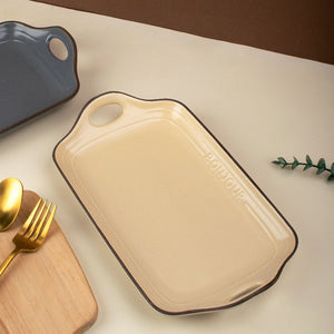 Misaki Serving Tray With Handles Serving Tray The June Shop Cream White