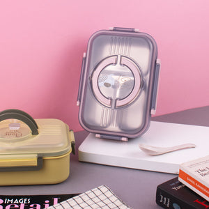 Traditional Bento Style Lunch Box Lunch Boxes June Trading Grey & Pink