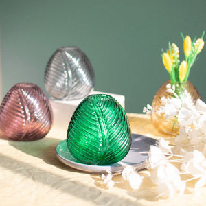Leaf Imprint Modish Glass Vase Vases June Trading Basil Green