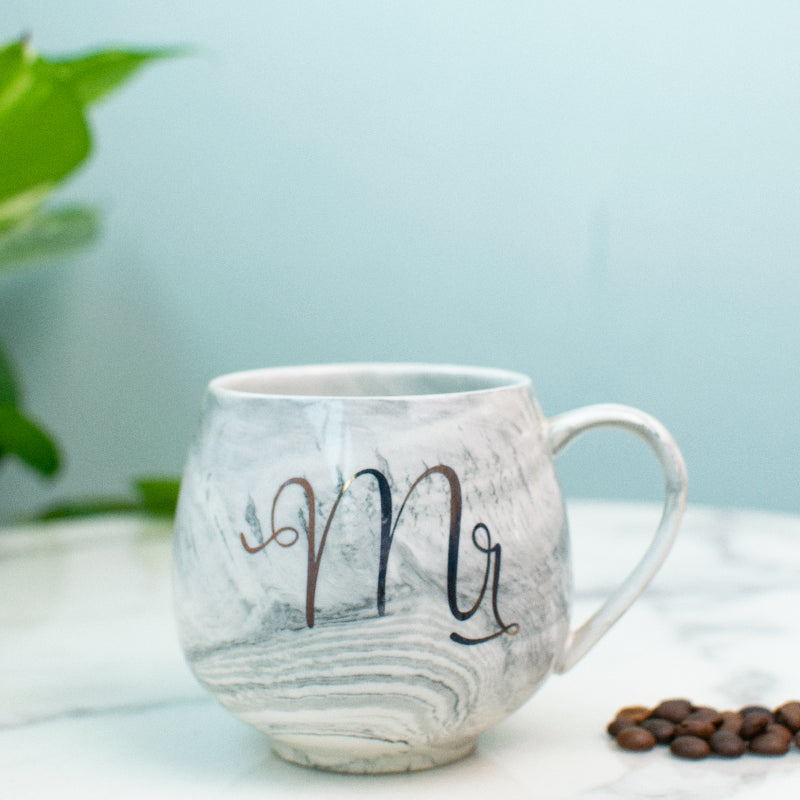 Marble Accent Mr Initials Ceramic Mug Coffee Mugs June Trading