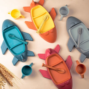 Adventure Lover Aircraft-Style Kids Platter Cup Set Lunch Boxes June Trading