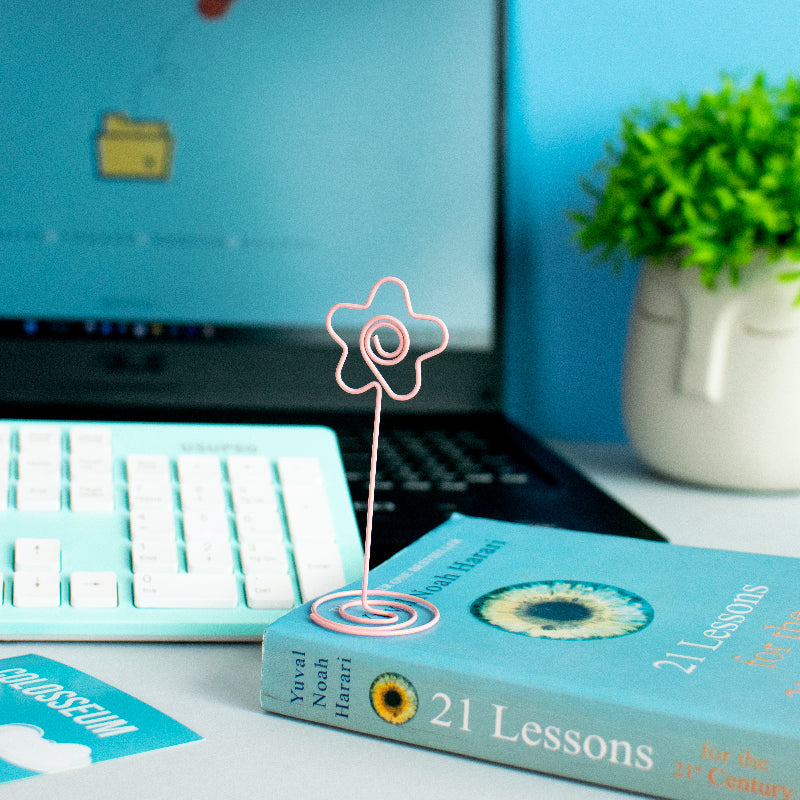 Desktop Metal Card Holder Stand Metal Stand June Trading Flower