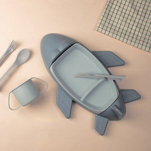 Adventure Lover Aircraft-Style Kids Platter Cup Set Lunch Boxes June Trading Moon Fossil