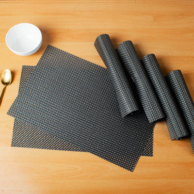 Ebony Black Table Mats Set | 6 Pcs Tablemat The June Shop   