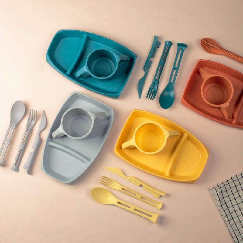 Adventure Lover Aircraft-Style Kids Platter Cup Set Lunch Boxes June Trading