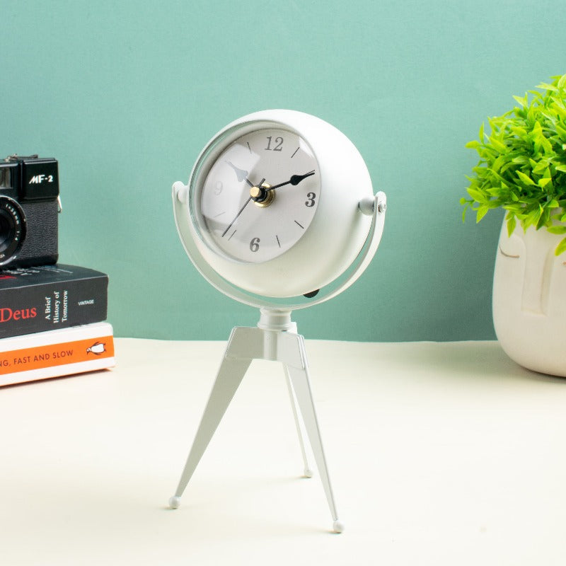 Pendulum Allure Table Clock With Tripod Stand Table Clocks The June Shop Chalk White