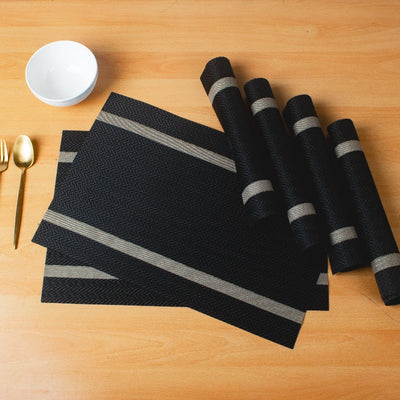 Regal Black Table Mats Set | 6 Pcs Tablemat The June Shop   