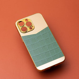 Golden Fern Green Luxury Embossed Design iPhone Cover Mobile Phone Cases June Trading iPhone 13 Pro