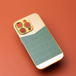 Golden Fern Green Luxury Embossed Design iPhone Cover Mobile Phone Cases June Trading iPhone 14 Pro