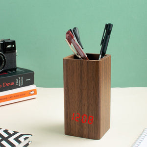 Dynamo Table Clock Cum Pen Stand Table Clocks The June Shop Chestnut