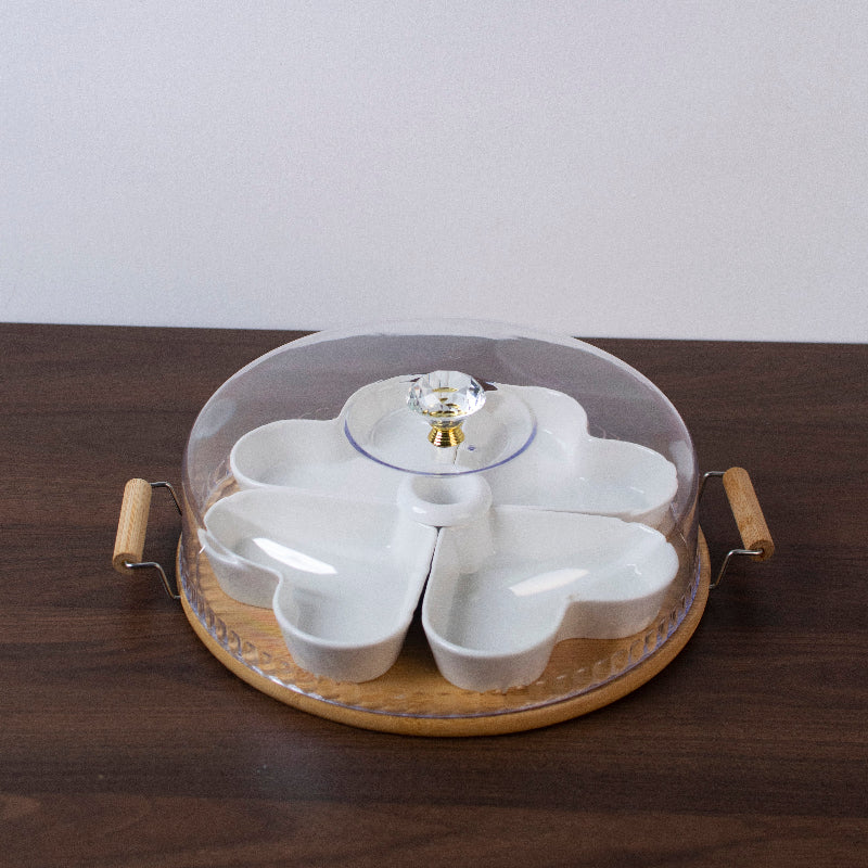 4-Compartment Snack Serving Tray With Lid