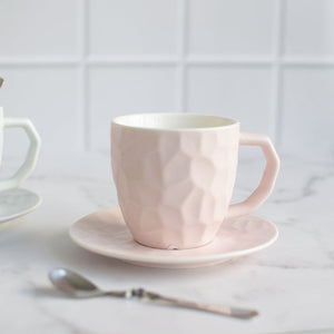 Pastel Crumple Texture Tea Cup & Saucer Set Tea Cups ERL Crepe Pink